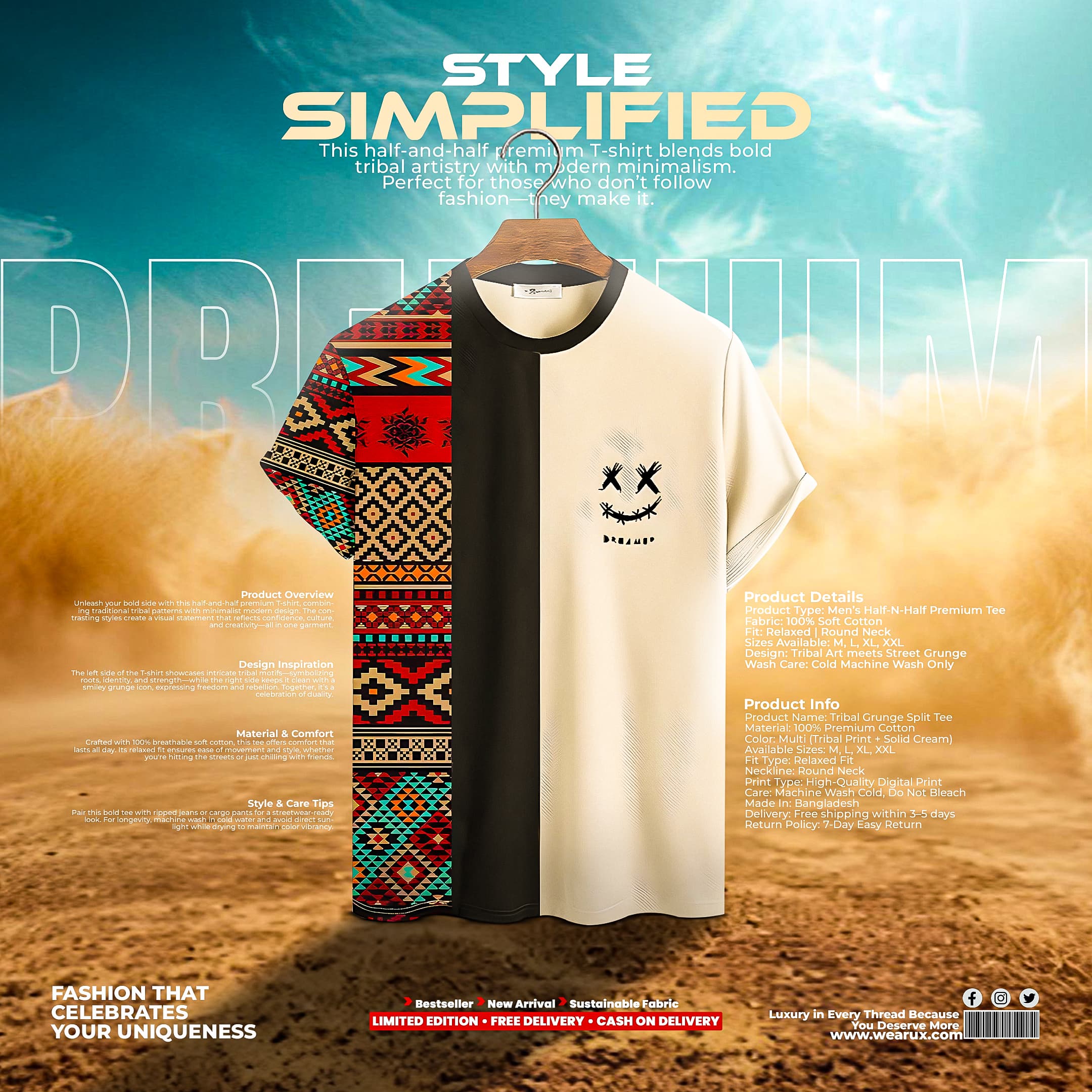 Social Media T-Shirt Poster Design for Fashion Brand - Slide 3